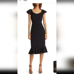 Chelsea28 Black Ruffle Midi‎ Dress